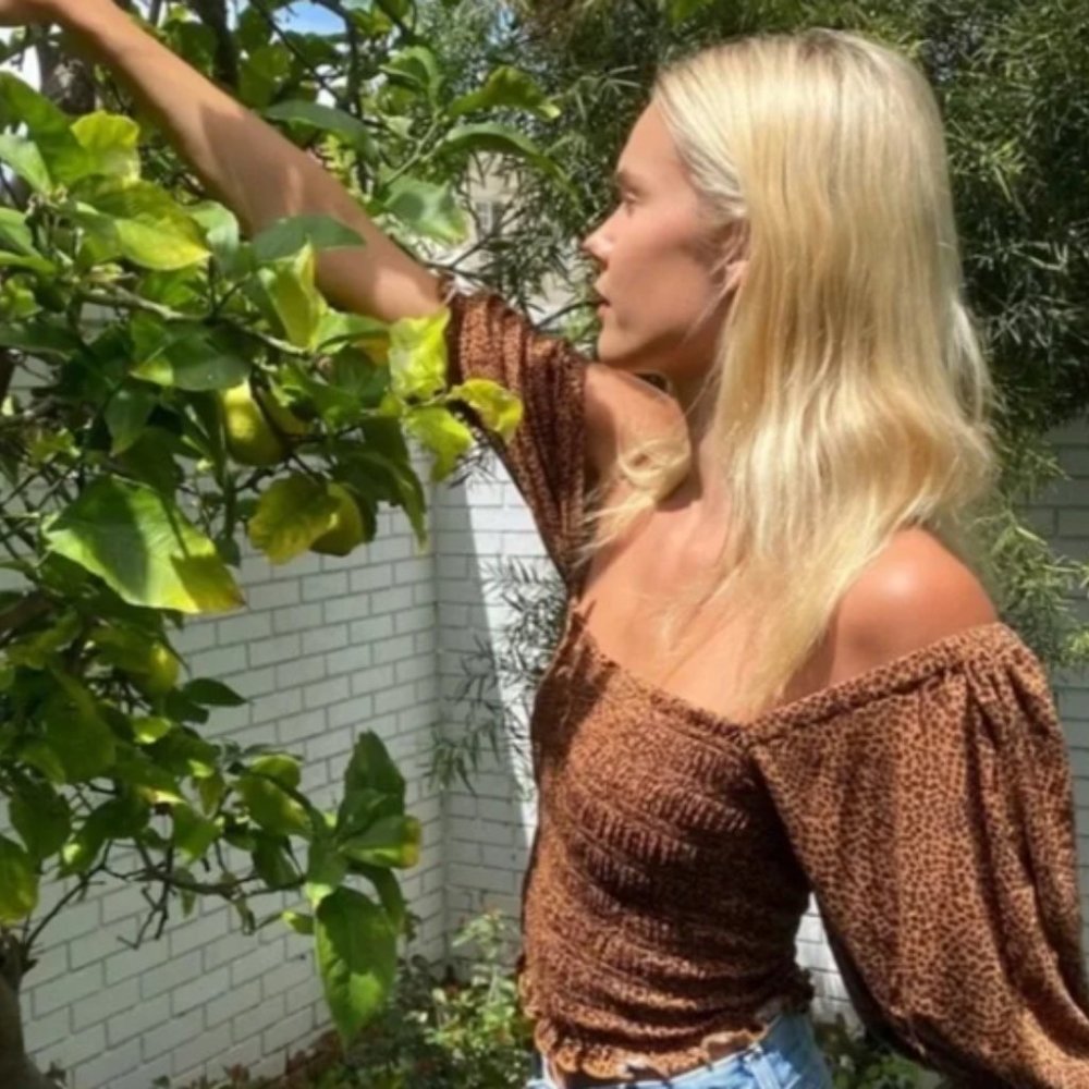 Urban Outfitters Giselle Smocked Cropped Top (S)